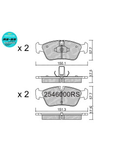 Pastillas de freno delanteras racing RS55 Bmw Serie 3 E36 318IS 325i 328i E46 Z3 Z4 E85