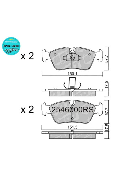 Pastillas de freno delanteras racing RS55 Bmw Serie 3 E36 318IS 325i 328i E46 Z3 Z4 E85