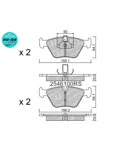 Pastillas de freno delanteras racing RS55 Bmw Serie 3 E46 330i Z4 E85 MG ZT