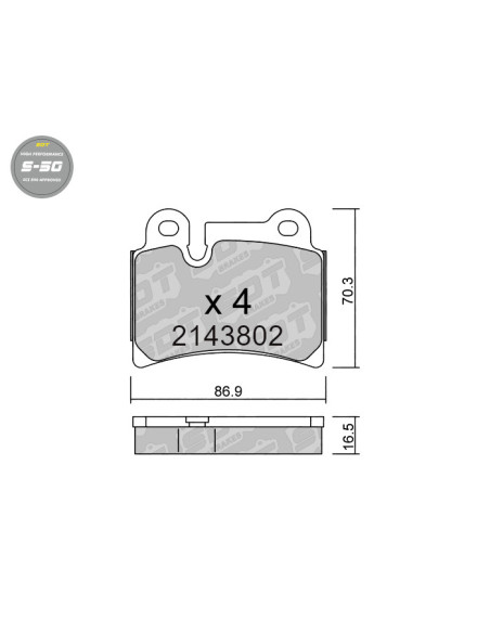 PASTILLAS DE FRENO TRASERAS HIGH PERFORMANCE S50 VOLKSWAGEN TOUAREG 7LA SUV