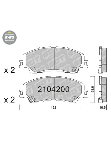 Pastillas delanteras High Performance S50 Isuzu D-Max III Single Cabina simple