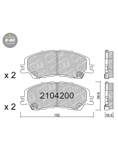 High Performance S50 Front Brake Pads for Isuzu D-Max III Single Cab