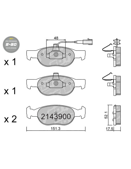 PASTILLAS DE FRENO DELANTERAS HIGH PERFORMANCE S50 FIAT BRAVA BRAVO PUNTO 188 LANCIA DELTA MK2