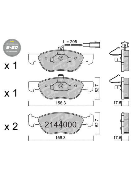 PASTILLAS DE FRENO DELANTERAS HIGH PERFORMANCE S50 FIAT BARCHETTA BRAVA BRAVO PUNTO 176 188 199 LANCIA DEDRA DELTA MK2