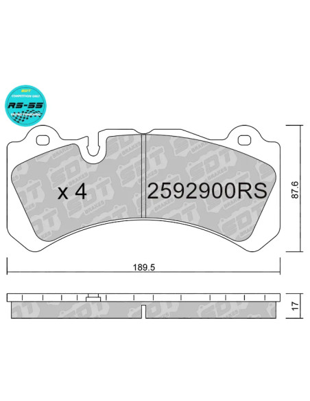 Pastillas De Freno Racing RS55 Brembo Gt6 (57Mm Radial Pad Depth) (07.9551.13 - 07.B314.59 - B6417)