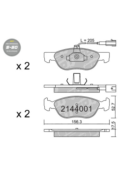 PASTILLAS DE FRENO DELANTERAS HIGH PERFORMANCE S50 ALFA ROMEO 145 146