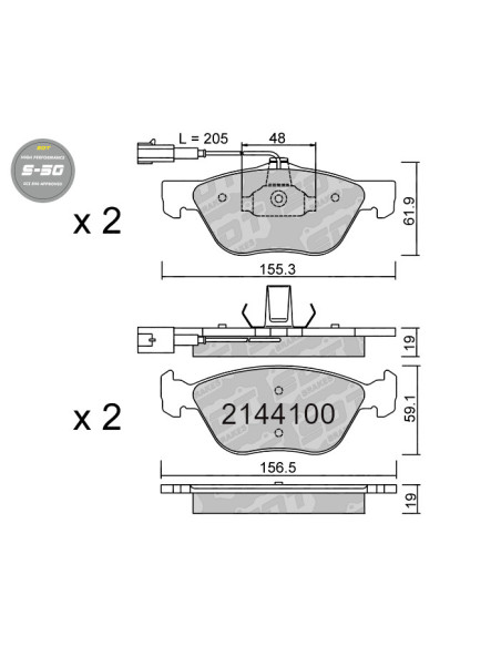 FRONT HIGH PERFORMANCE BRAKEPADS S50 ALFA ROMEO 145 146 156 SPIDER FIAT COUPE LANCIA DELTA MK2