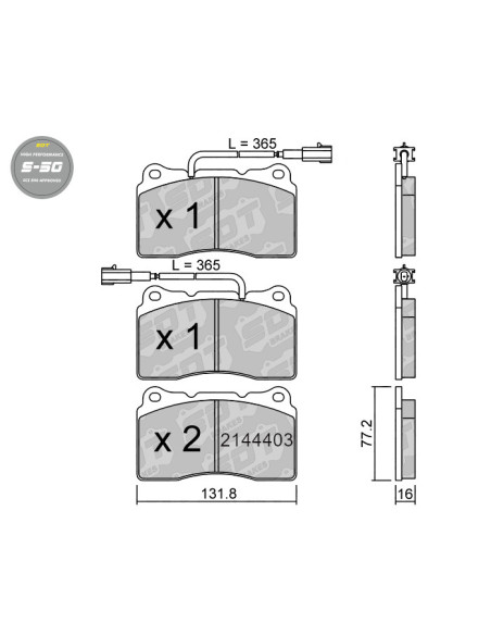 PASTILLAS DE FRENO DELANTERAS HIGH PERFORMANCE S50 ALFA ROMEO 147 156 159 GT