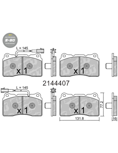 PASTILLAS DE FRENO DELANTERAS HIGH PERFORMANCE S50 ALFA ROMEO GIULIETTA 940