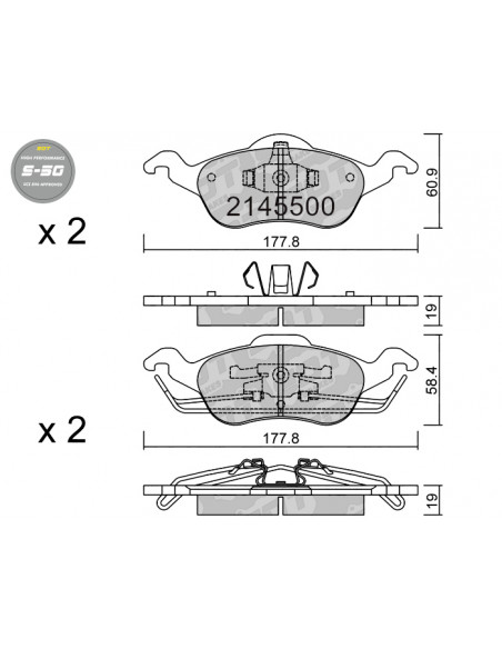 FRONT HIGH PERFORMANCE BRAKEPADS S50 FORD FOCUS MK1