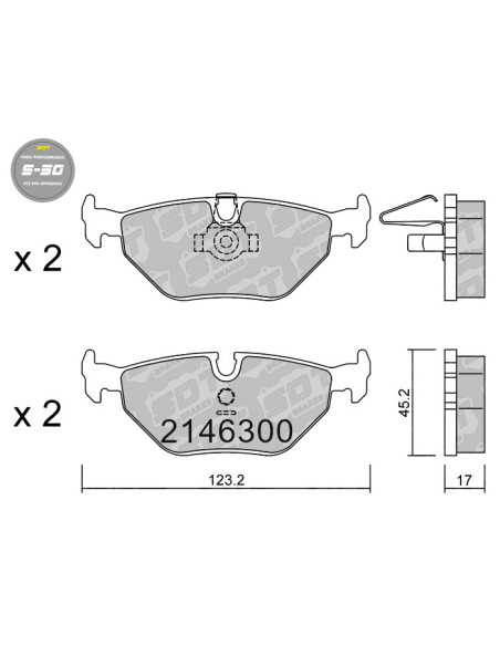 REAR HIGH PERFORMANCE BRAKEPADS S50 BMW SERIE 5 E39