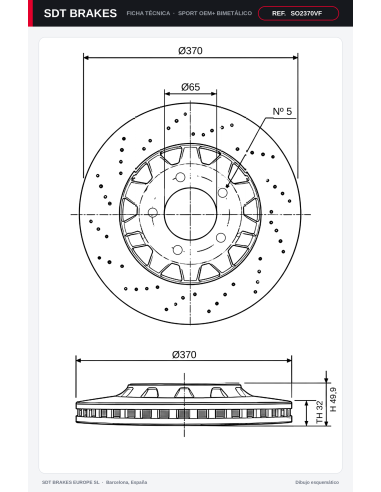 Discos Delanteros Sport Oem+ Ø370 (2 Piezas Perforados) Audi TT 8J Cupra Ateca Formentor Seat Leon 5Z Cupra Pack Performance