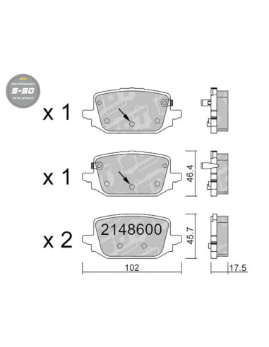 Pastillas de freno traseras High Performance S50 para Nissan Qashqai J12 X-Trail T33 Renault Kangoo