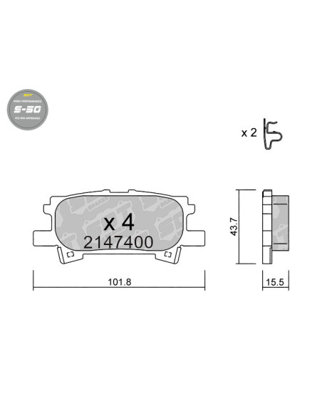 PASTILLAS DE FRENO TRASERAS HIGH PERFORMANCE S50 LEXUS SUV RX II