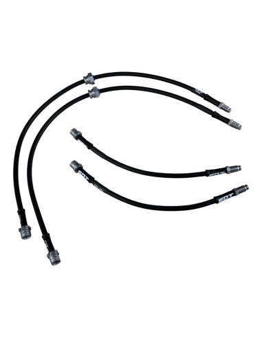 Set of 4 SDT OEM+ stainless steel braided brake hoses for BMW M2 F87 M3 F80 M4 F83 (Blue Brembo 4-piston caliper)