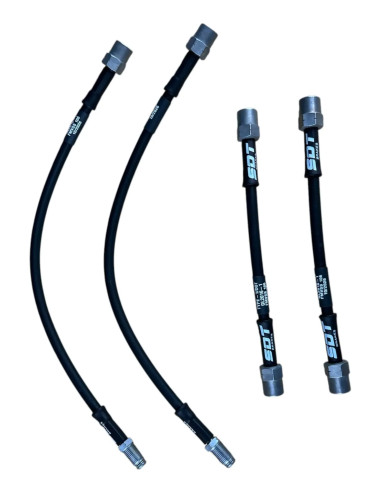 Set of 4 SDT OEM+ stainless steel braided brake hoses for Renault Clio Mk2 RS