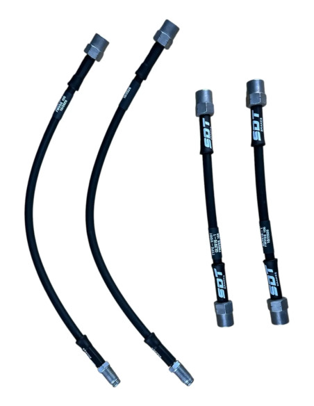 Set of 4 SDT OEM+ stainless steel braided brake hoses for Renault Clio Mk2 RS