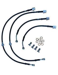 Juego de 4 latiguillos metálicos SDT OEM+ para Audi S3 8V / Leon 5F / Golf VII GTI (Freno de mano eléctrico)