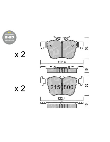 PASTILLAS DE FRENO TRASERAS HIGH PERFORMANCE S50 MERCEDES BENZ CLASE C W205