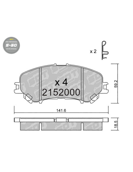 PASTILLAS DE FRENO DELANTERAS HIGH PERFORMANCE S50 NISSAN QASHQAI X-TRAIL RENAULT KADJAR KOLEOS