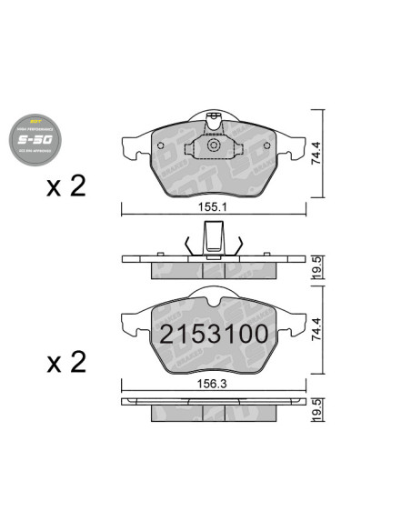 PASTILLAS DE FRENO DELANTERAS HIGH PERFORMANCE S50 OPEL CALIBRA VECTRA B SAAB 900 II