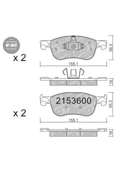 PASTILLAS DE DELANTERAS FRENO HIGH PERFORMANCE S50 FORD FIESTA MK8
