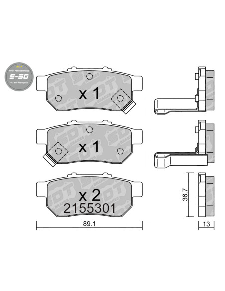 PASTILLAS DE FRENO TRASERAS HIGH PERFORMANCE S50 HONDA JAZZ GD GE