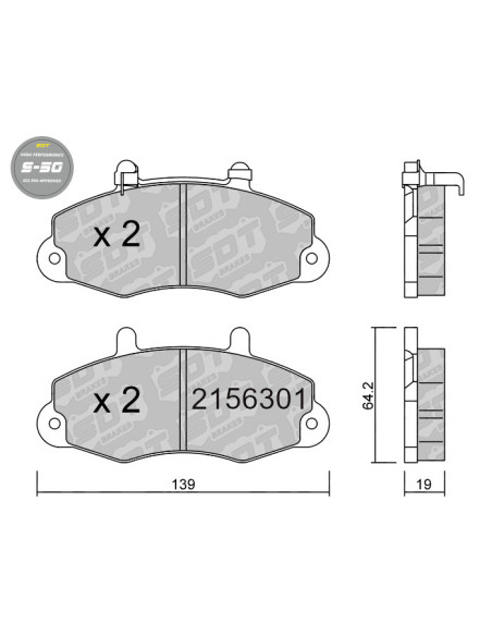 PASTILLAS DE FRENO DELANTERAS HIGH PERFORMANCE S50 FORD TRANSIT