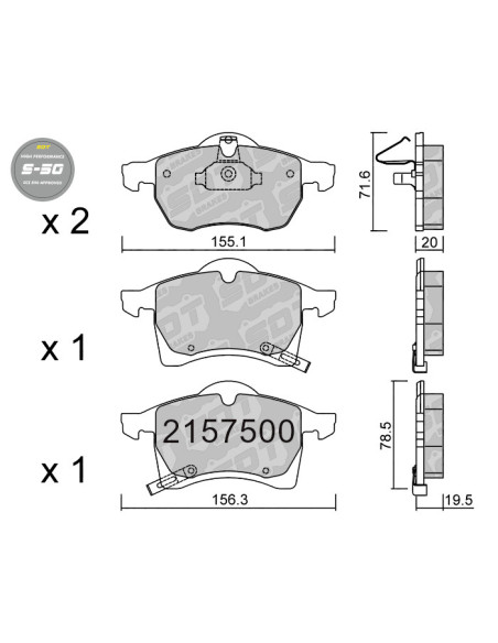 PASTILLAS DE FRENO DELANTERAS HIGH PERFORMANCE S50 OPEL ASTRA G ZAFIRA A