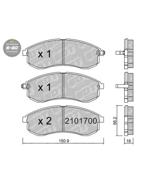 PASTILLAS DE FRENO DELANTERAS HIGH PERFORMANCE S50 MITSUBISHI L200