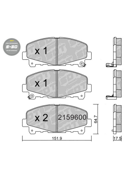 PASTILLAS DE FRENO DELANTERAS HIGH PERFORMANCE S50 HONDA ACCORD VIII CU