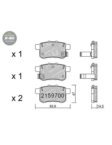 PASTILLAS DE FRENO TRASERAS HIGH PERFORMANCE S50 HONDA ACCORD VIII CU