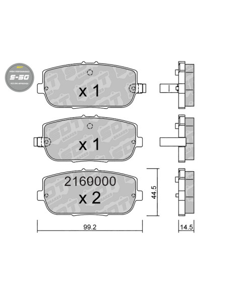 PASTILLAS DE FRENO TRASERAS HIGH PERFORMANCE S50 MAZDA MX5 NC