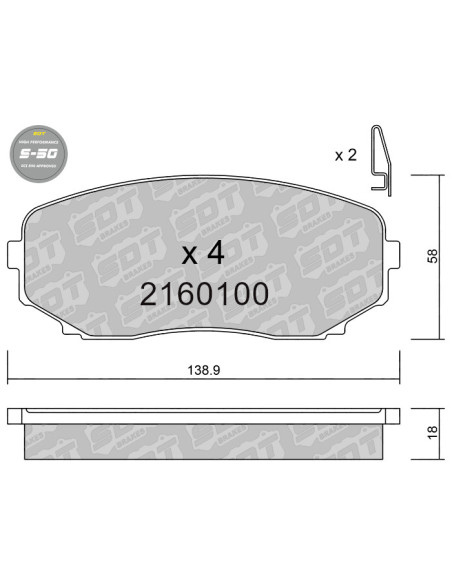 PASTILLAS DE FRENO DELANTERAS HIGH PERFORMANCE S50 MAZDA CX-7 CX-9 MITSUBIHI L200 KJ KK KL