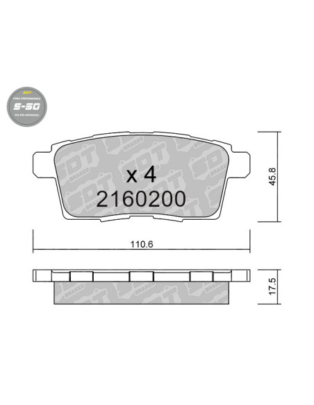 PASTILLAS DE FRENO TRASERAS HIGH PERFORMANCE S50 MAZDA CX7 CX9