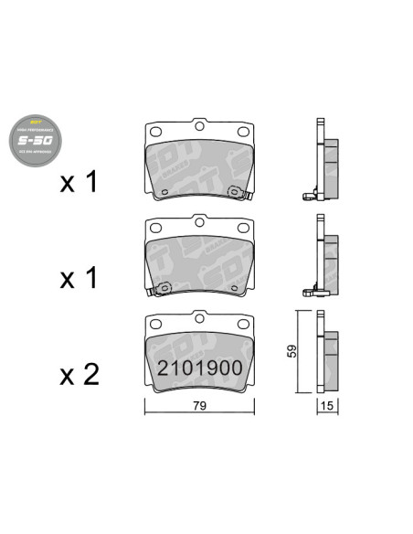 PASTILLAS DE FRENO TRASERAS HIGH PERFORMANCE S50 MITSUBISHI SPORT K90