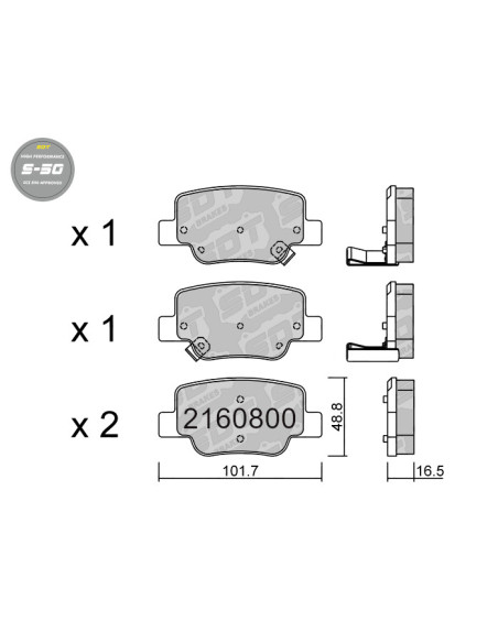 PASTILLAS DE FRENO TRASERAS HIGH PERFORMANCE S50 TOYOTA VERSO