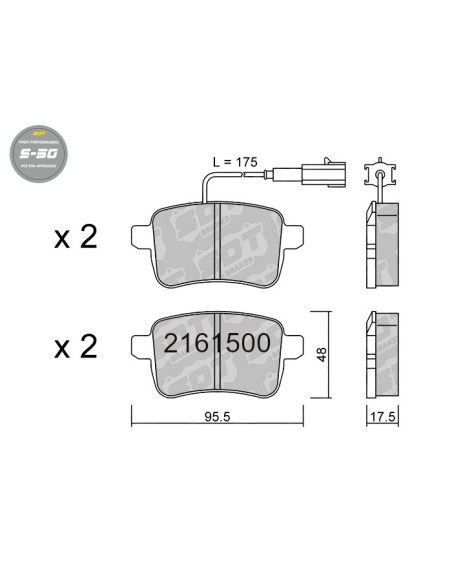 PASTILLAS DE FRENO TRASERAS HIGH PERFORMANCE S50 ALFA ROMEO GIULIETTA 940