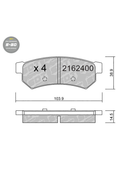 PASTILLAS DE FRENO TRASERAS HIGH PERFORMANCE S50 CHEVROLET LACETTI NUBIRA OPTRA