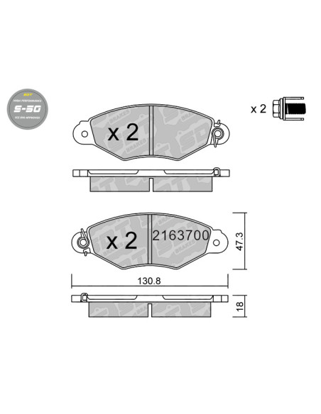 PASTILLAS DE FRENO DELANTERAS HIGH PERFORMANCE S50 CITROEN XSARA NISSAN KUBISTAR RENAULT KANGOO