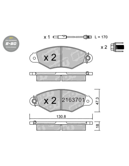 PASTILLAS DE FRENO DELANTERAS HIGH PERFORMANCE S50 NISSAN KUBISTAR RENAULT KANGOO