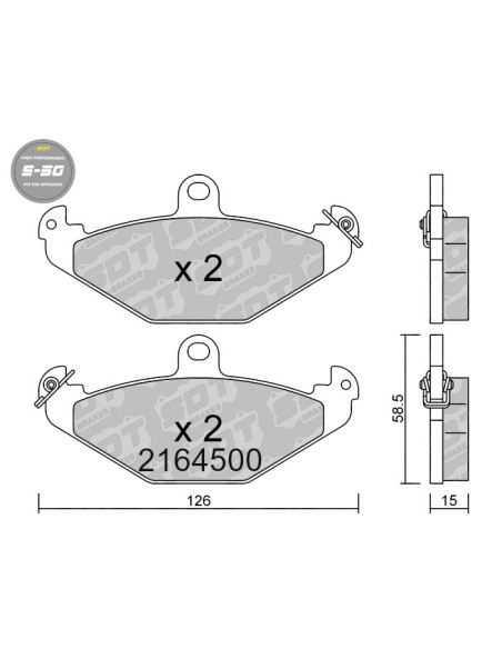 REAR HIGH PERFORMANCE BRAKEPADS S50 CHRYSLER VIPER LOTUS ESPRIT RENAULT ESPACE LAGUNA