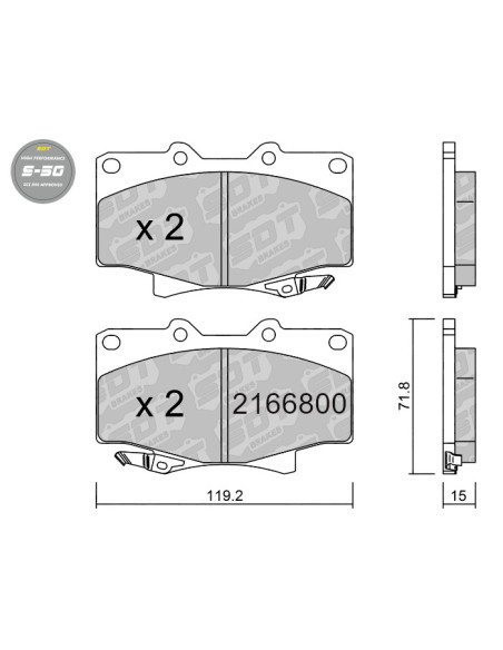 PASTILLAS DE FRENO DELANTERAS HIGH PERFORMANCE S50 TOYOTA LAND CRUISER J8 FJ80 HDJ80 FZJ80 OFF-ROAD