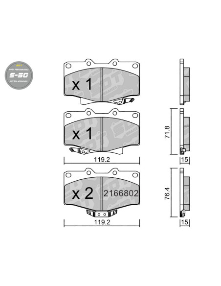 PASTILLAS DE FRENO DELANTERAS HIGH PERFORMANCE S50 TOYOTA 4-RUNNER OFF-ROAD