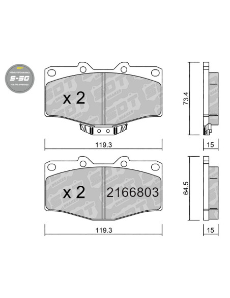 PASTILLAS DE FRENO DELANTERAS HIGH PERFORMANCE S50 TOYOTA HI-LUX