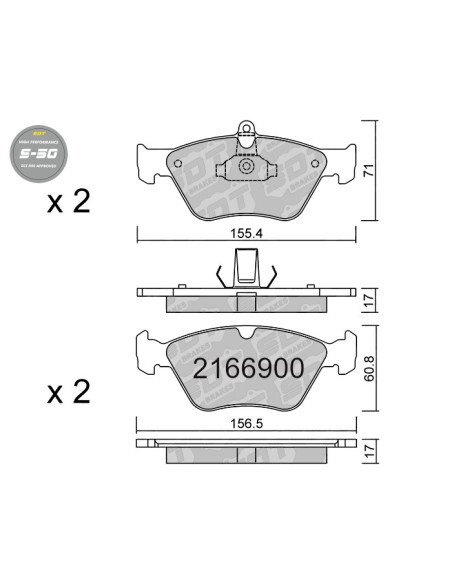 PASTILLAS DE FRENO DELANTERAS HIGH PERFORMANCE S50 OPEL CALIBRA OMEGA B VECTRA A SAAB 900 II