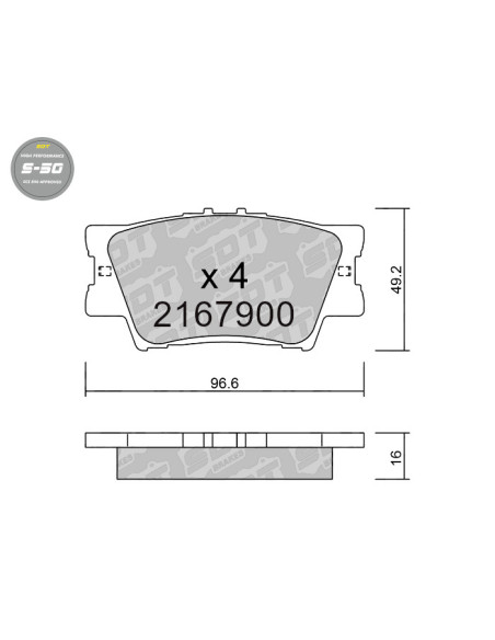 REAR HIGH PERFORMANCE BRAKEPADS S50 TOYOTA RAV4 III RAV4 IV REAR HIGH PERFORMANCE BRAKEPADS S50 TOYOTA RAV4 III RAV4 IV