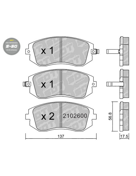 PASTILLAS DE FRENO DELANTERAS HIGH PERFORMANCE S50 SUBARU FORESTER IMPREZA LEGACY OUTBACK
