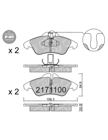 FRONT HIGH PERFORMANCE BRAKEPADS S50 MERCEDES SPRINTER CLASE V VITO 638 VW LT28 LT35