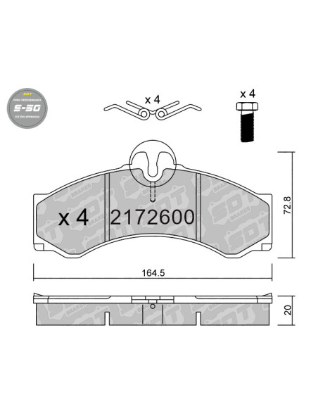 PASTILLAS DE FRENO DELANTERAS TRASERAS HIGH PERFORMANCE S50 ERNST AUWARTER PANORAMA MERCEDES SPRINTER VW LT46